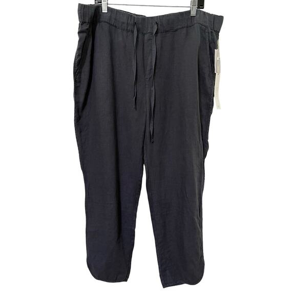 Caslon Womens 100% Linen Straight Leg Pants Size XL Black Coastal Travel NWT - Picture 1 of 7